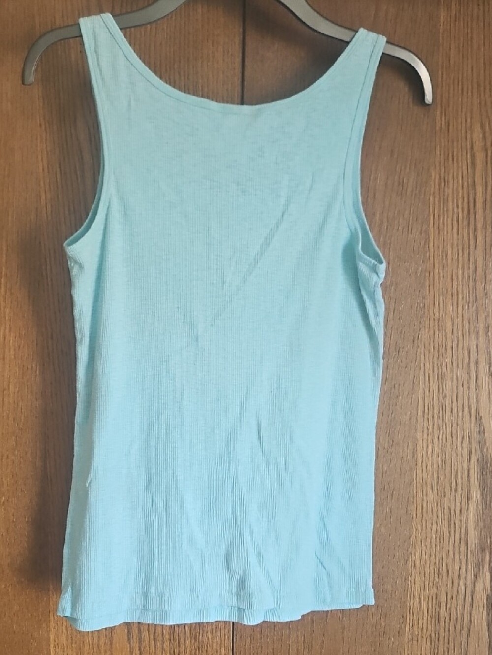 Joe Fresh Light Aqua Ribbed Tank with Button Placket - Picture 3 of 3